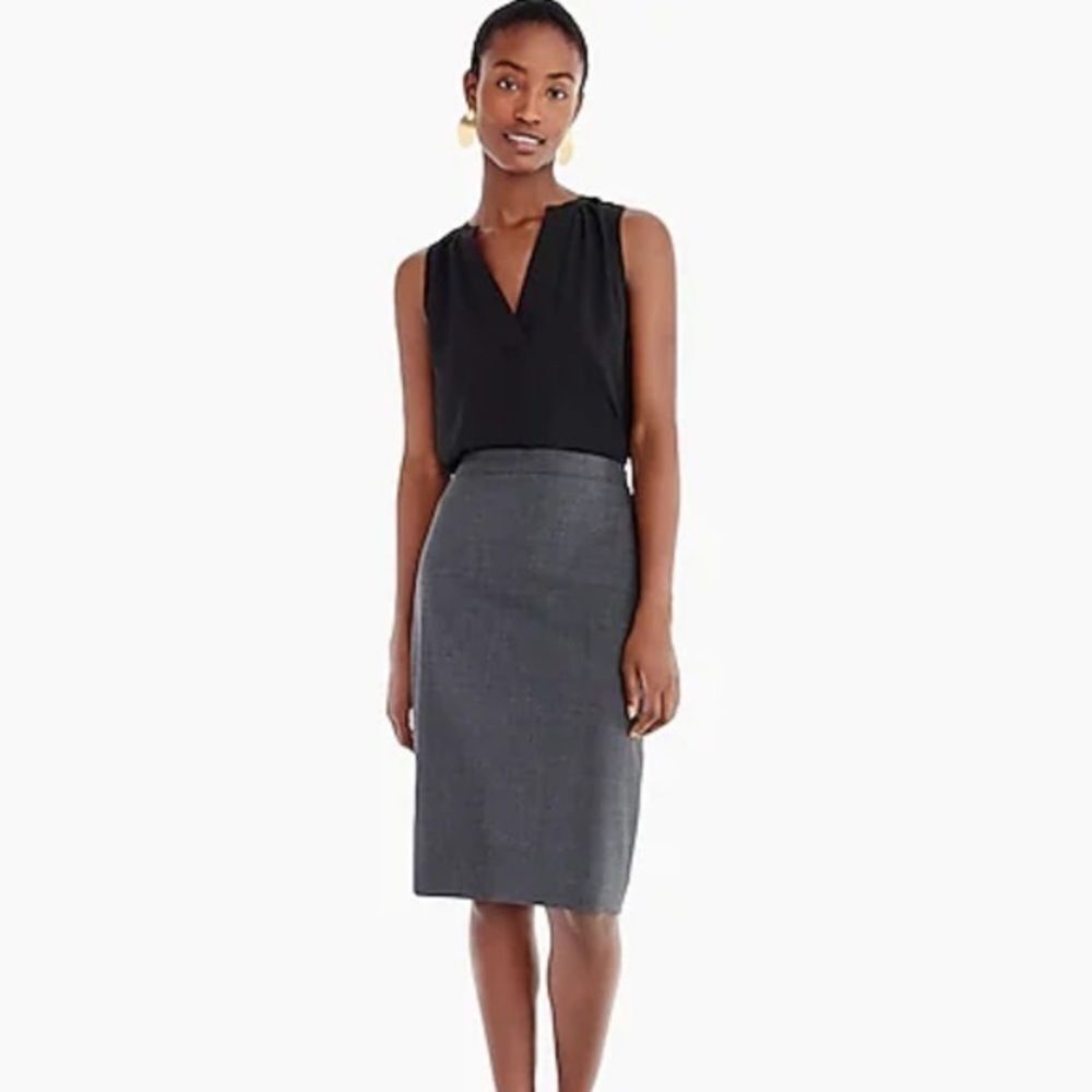 J. Crew Gray Linen Pencil Skirt Size 6
